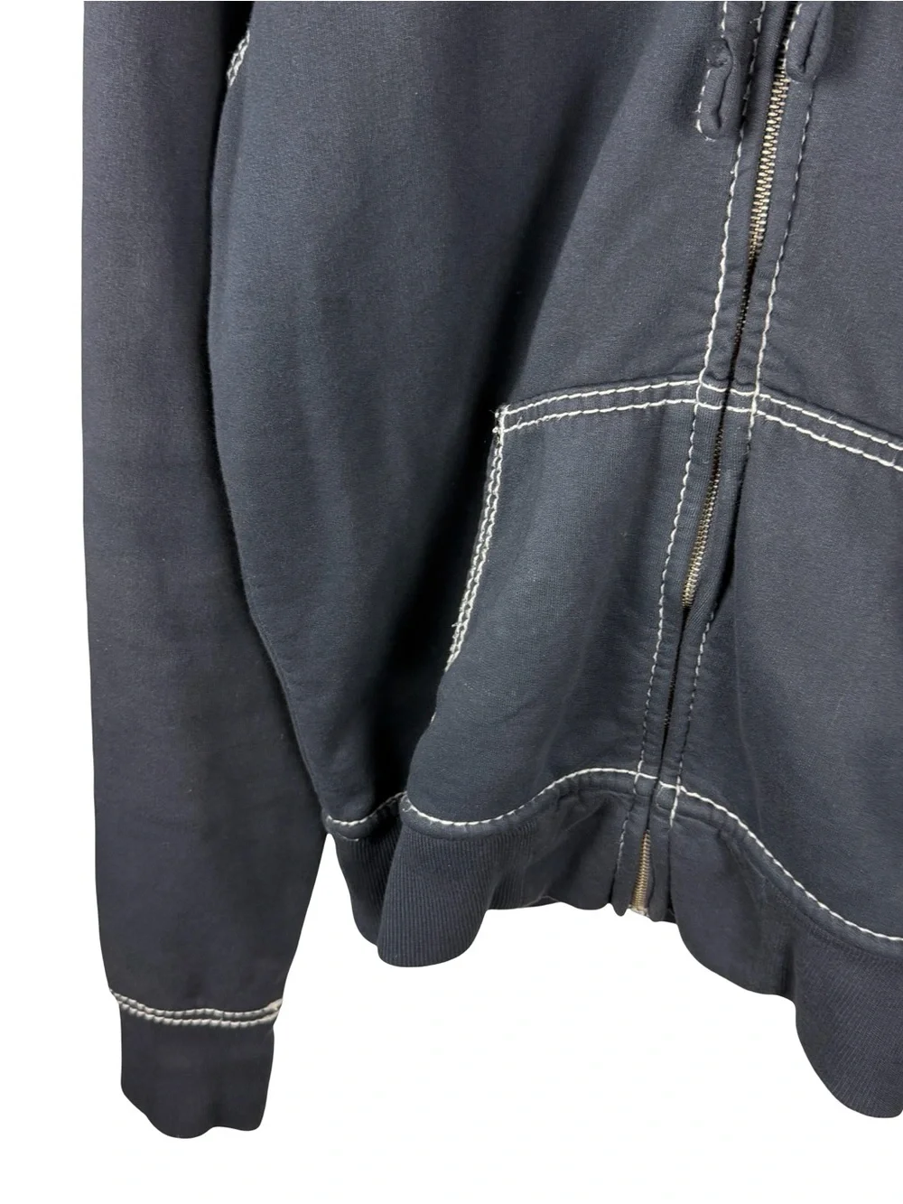 Mens True Religion Brand Contrast Stitch Full Zip Streetwear Hoodie Size XL